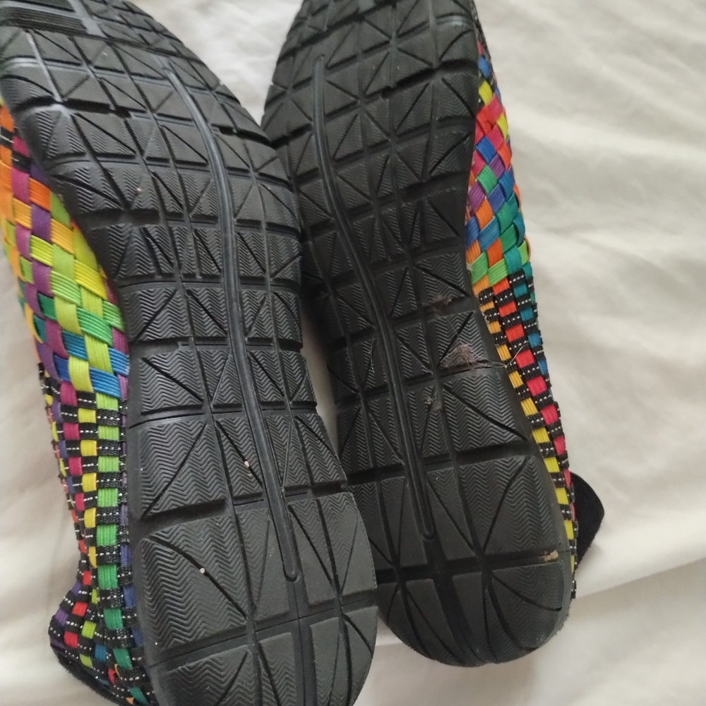 Elastic Weave Rainbow Multi-Color Ballerina Slip-On Flat Shoes - Picture 4 of 4